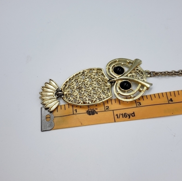 Vintage Sarah Conventry Gold Tone Necklace Owl Pendant  70's - Picture 9 of 14